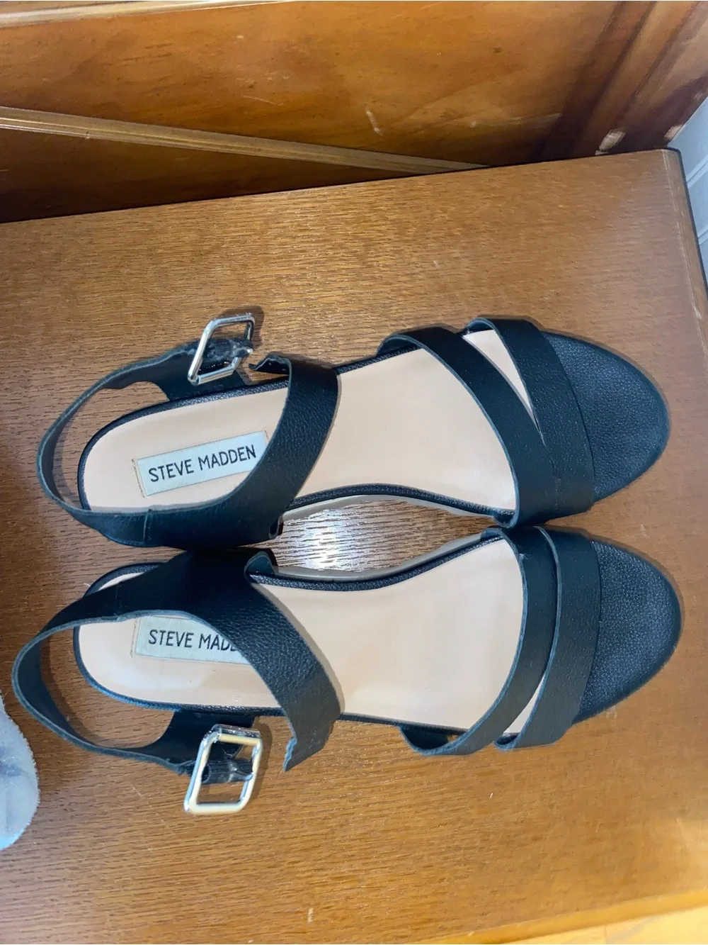 Women’s Black Cork Platform Sandals with White Sole - Steve Madden